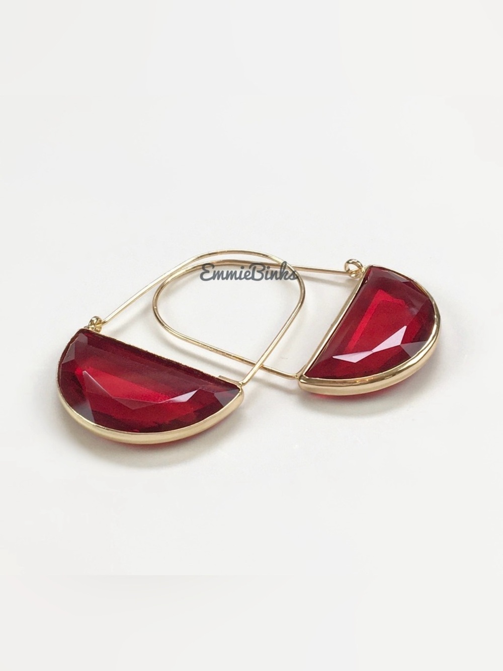 ✨3for$38 New Red Anthro Glass Crescent Hoop Earrings -Glass Dangle Earring Hoops - Picture 5 of 15